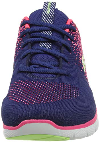 Skechers Flex Appeal 3.0, Zapatillas Mujer, Nvy Knit Coral Trim, 38 EU