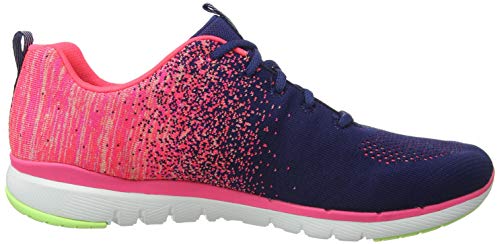 Skechers Flex Appeal 3.0, Zapatillas Mujer, Nvy Knit Coral Trim, 38 EU