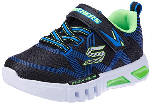 Skechers Flex-Glow, Zapatillas Niños, Multicolor (BBLM Black Textile/Synthetic/Blue & Lime Trim), 32 EU