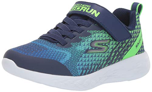 Skechers Go Run 600-Baxtux, Zapatillas Ligera, Perfecta para el Gimnasio y para el Recreo Niños, Multicolor (NVLM Black Mesh/Black Synthetic/Black Trim), 27 EU