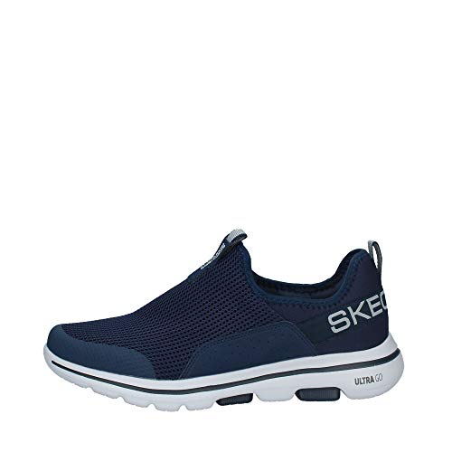 Skechers Go Walk 5, Zapatillas sin Cordones Hombre, Azul (Navy Textile/Synthetic/Gray Trim Nvgy), 42 EU