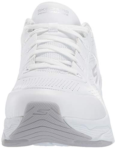 Skechers MAX Cushioning Elite-Step Up, Zapatillas Mujer, Blanco (White Leather/Silver Trim WSL), 39 EU