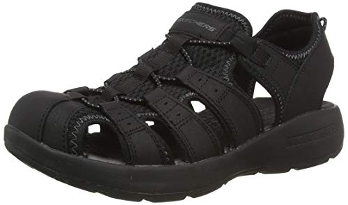 Skechers Melbo-Journeyman 2, Sandalias de Gladiador Hombre, Negro (BBK Black Leather/Mesh/Trim), 44 EU