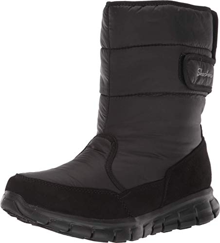 Skechers Women's Synergy-Mid Quilted Nylon and Microfiber Boot Snow, Black/Black, 6 M US