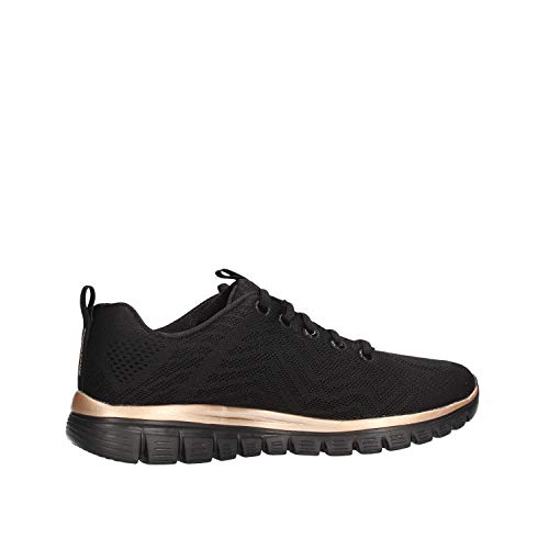 Skechers - Zapatillas deportivas - Modelo Graceful Get Connected Black Rose Gold - Zapatillas de mujer - Material tela negra - Modelo n. 12615 BKRG Negro Size: 39 EU