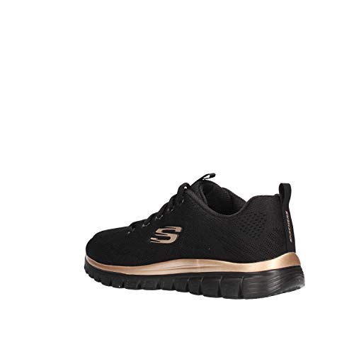 Skechers - Zapatillas deportivas - Modelo Graceful Get Connected Black Rose Gold - Zapatillas de mujer - Material tela negra - Modelo n. 12615 BKRG Negro Size: 39 EU