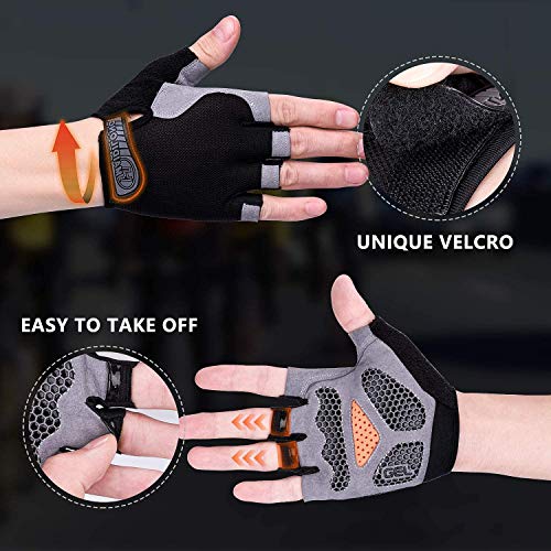 Skevic Guantes de Ciclismo Hombre Mujer MTB Guantes Bicicleta Montaña Medio Dedo, Guantes Gimnasio Deportivos Bici Moto Fitness, Guantes Gym Antideslizante, Acolchado y Transpirables (Negro Verde, L)