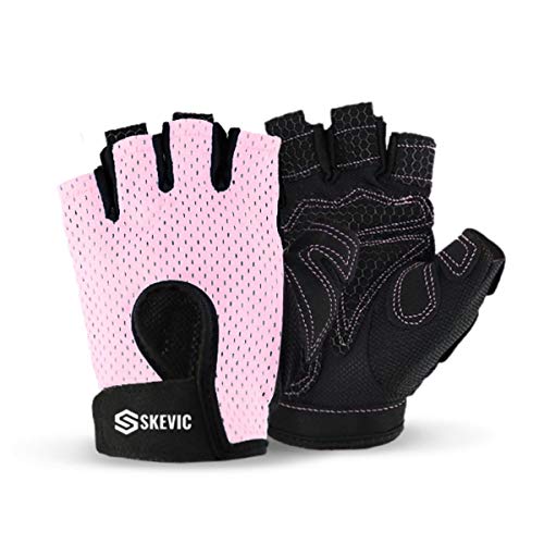 Skevic Guantes Gimnasio Hombre y Mujer - Guantes Gym ideales para Levantamiento de Pesas, Crossfit, Barra Dominadas, Ciclismo, etc. Guantes Gimnasio Mujer, Guantes Fitness Transpirable Antideslizante