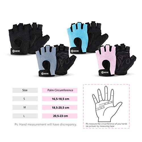 Skevic Guantes Gimnasio Hombre y Mujer - Guantes Gym Mujer Hombre para Levantamiento de Pesas, Crossfit, Ciclismo, etc. Guantes Fitness Transpirable Antideslizante con Protección de Muñeca y Palma