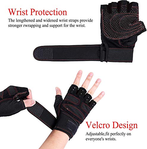 Skevic Guantes Gimnasio Hombre y Mujer - Guantes Gym para Levantamiento de Pesas, Crossfit, Barra Dominadas, Guantes Ciclismo Guantes Fitness con Muñequera Transpirable Antideslizante (Negro Rojo, M) Skevic Guantes Gimnasio Hombre y Mujer - Guantes Gym para Levantamiento de Pesas, Crossfit, Barra Dominadas, Guantes Ciclismo Guantes Fitness con Muñequera Transpirable Antideslizante (Negro Rojo, M)
