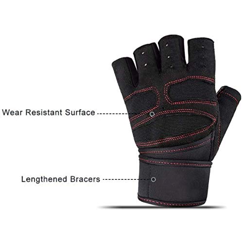Skevic Guantes Gimnasio Hombre y Mujer - Guantes Gym para Levantamiento de Pesas, Crossfit, Barra Dominadas, Guantes Ciclismo Guantes Fitness con Muñequera Transpirable Antideslizante (Negro Rojo, M) Skevic Guantes Gimnasio Hombre y Mujer - Guantes Gym para Levantamiento de Pesas, Crossfit, Barra Dominadas, Guantes Ciclismo Guantes Fitness con Muñequera Transpirable Antideslizante (Negro Rojo, M)