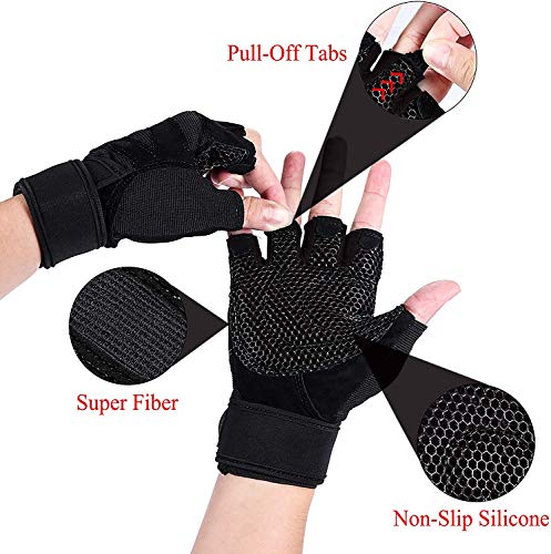 Skevic Guantes Gimnasio Hombre y Mujer - Guantes Gym para Levantamiento de Pesas, Crossfit, Barra Dominadas, Guantes Ciclismo Guantes Fitness con Muñequera Transpirable Antideslizante (Negro, L) Skevic Guantes Gimnasio Hombre y Mujer - Guantes Gym para Levantamiento de Pesas, Crossfit, Barra Dominadas, Guantes Ciclismo Guantes Fitness con Muñequera Transpirable Antideslizante (Negro, L)
