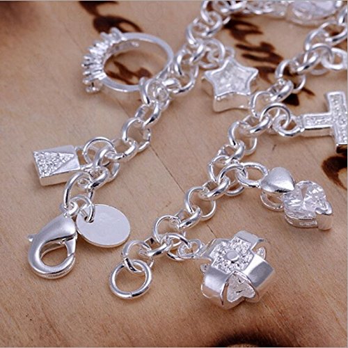 Skyllc® Plata de la manera 925 plateó Mano Cadena Cruz Anillo 13 Colgantes Skyllc® Plata de la manera 925 plateó Mano Cadena Cruz Anillo 13 Colgantes