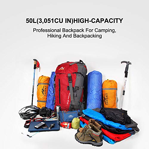 SKYSPER 50L Mochilas de Senderismo al Aire Libre Mochila de Senderismo Macutos Impermeable Ergonómica para Viajes Excursiones Acampadas Trekking