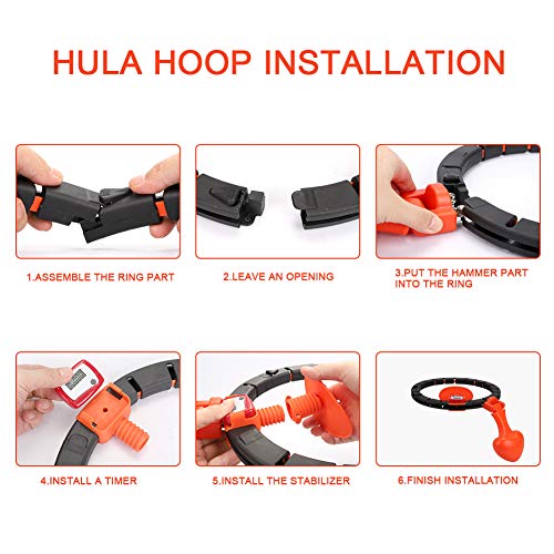 Skysper- Aro hula Hoop Fitness, aro, desmontable, no se cae con contador de rotación semiautomático, tamaño ajustable para pérdida de peso y reducción de tamaño rápido