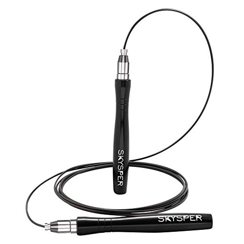 SKYSPER Cuerda para Saltar, Comba de Crossfit Cuerda de Salto Alta Velocidad y Ajustable Mango Antideslizante Rodamiento Ligero Hombre Mujer Fitness Boxeo MMA HIIT Quema Grasa con Bolsa de Transporte SKYSPER Cuerda para Saltar, Comba de Crossfit Cuerda de Salto Alta Velocidad y Ajustable Mango Antideslizante Rodamiento Ligero Hombre Mujer Fitness Boxeo MMA HIIT Quema Grasa con Bolsa de Transporte