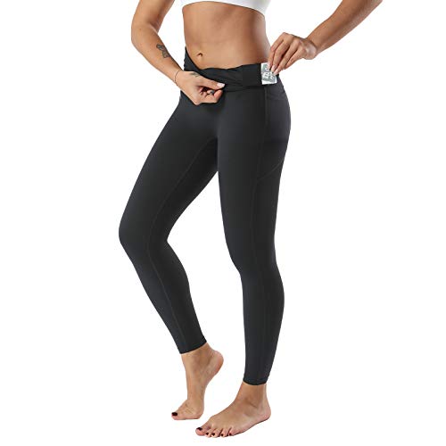 SKYSPER Leggings Mujer Fitness Cintura Alta Pantalones Deportivos Mallas Pantalones de Deporte con Bolsillos Laterales Elásticos y Transpirables para Running Training Estiramiento Yoga y Pilates