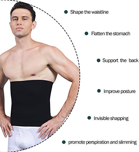 SLIMBELLE® Hombre Faja Reductora Elástica Barriga Adeltazante Cinturón Abdominal Moldeadora Body Shaper Cintura de Fitness Negro&Blanco