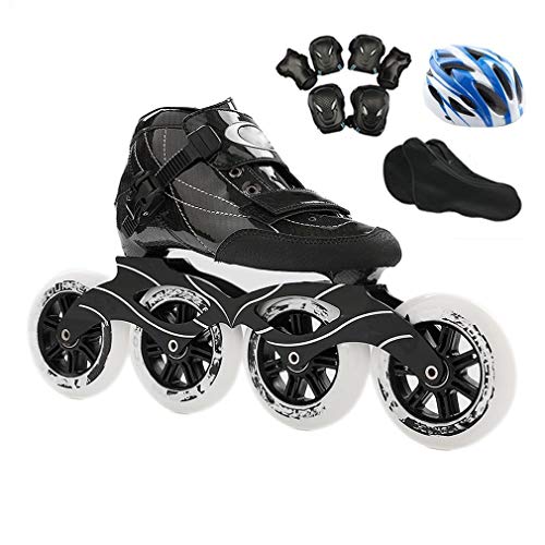 Sljj Adulto Professional Racing Patines, 4 * 90-110MM Ruedas De Fibra De Carbono Profesional Inline Skates Velocidad For Las Mujeres Negras Patines en Linea (Color : B, Size : 42 EU)