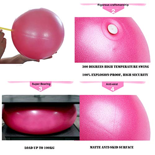 Slosy Pelota Pilates 25cm Rosa Accesorios Gym Balón Yoga para Embarazadas Pequeño Material de Gimnasio Bola Pequeña Fitness Mini Ball Entrenamiento Mejora la Postura Equilibrio Rehabilitacion