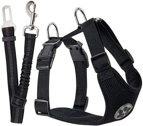 SlowTon Arnés de Coche para Perro con Correa de Conector, multifunción, Ajustable, Doble Tejido de Malla Transpirable, arnés de Chaleco de Viaje con cinturón de Seguridad SlowTon Arnés de Coche para Perro con Correa de Conector, multifunción, Ajustable, Doble Tejido de Malla Transpirable, arnés de Chaleco de Viaje con cinturón de Seguridad