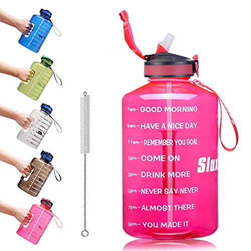 SLUXKE Botella de deporte de 2,2 l/3,78 l, botella de agua grande, botella de deporte, sin BPA, botella de agua de 2,2 litros, antigoteo, botella de agua para gimnasio, gimnasio