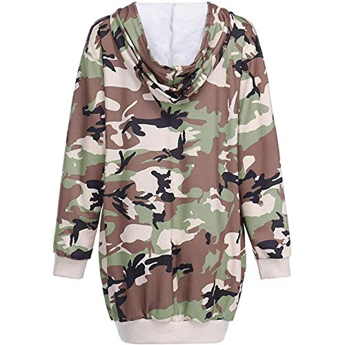 SLYZ Mujeres Otoño E Invierno Personalidad Moda Impresión Manga Larga Bolsillo con Capucha Suéter Mujer Camiseta