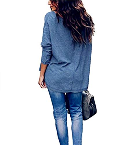 SLYZ Otoño Mujer Suelto Moda Blusa con Cuello En V Manga Larga Camisa De Fondo Top Mujeres