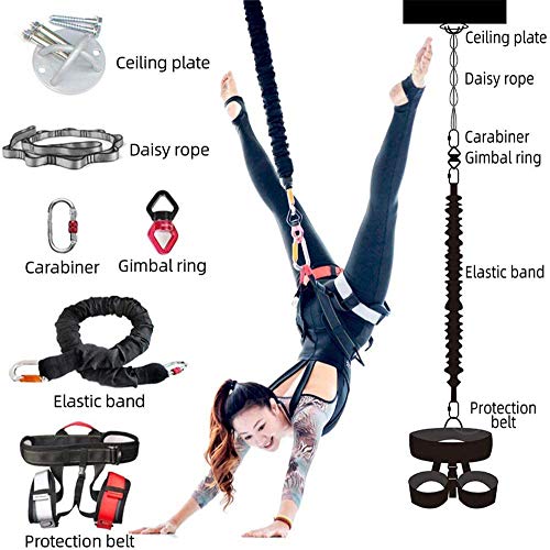 SMAA Bungee Cord Pesada Resistencia Cinturón Gimnasio en casa antigravedad Yoga Trainer Tire la Cuerda, la Cuerda Bungee Yoga Gravedad Formación Bungee Herramienta Ideal para el Gimnasio en casa,70kg