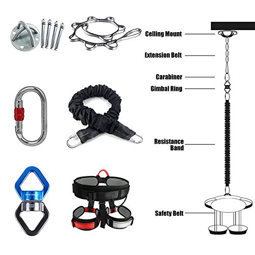 SMAA Bungee Cord Pesada Resistencia Cinturón Gimnasio en casa antigravedad Yoga Trainer Tire la Cuerda, la Cuerda Bungee Yoga Gravedad Formación Bungee Herramienta Ideal para el Gimnasio en casa,70kg