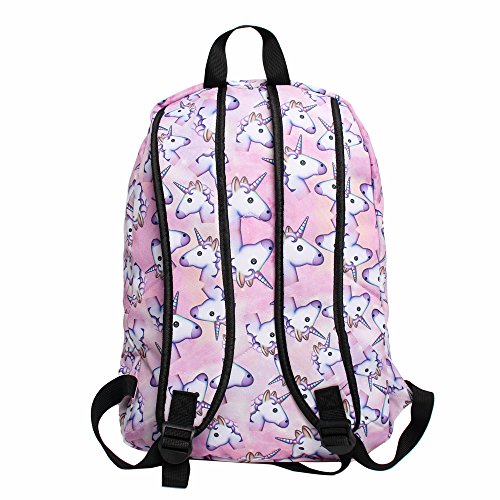 Smallbox 2018 Kawaii Moda 3D impresión Unicornio patrón niñas Escuela Mochila para la Escuela de Viajes Gimnasio (Pack de 5)