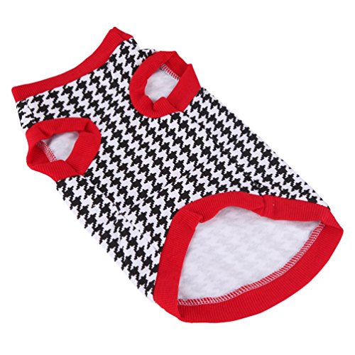 smalllee_lucky_store Chaleco de pata de gallo para mascotas, perro, gato, sin mangas, para cachorro, camisetas de algodón suave, ropa de Chihuahua, estampado de huesos en color negro y blanco S smalllee_lucky_store Chaleco de pata de gallo para mascotas, perro, gato, sin mangas, para cachorro, camisetas de algodón suave, ropa de Chihuahua, estampado de huesos en color negro y blanco S
