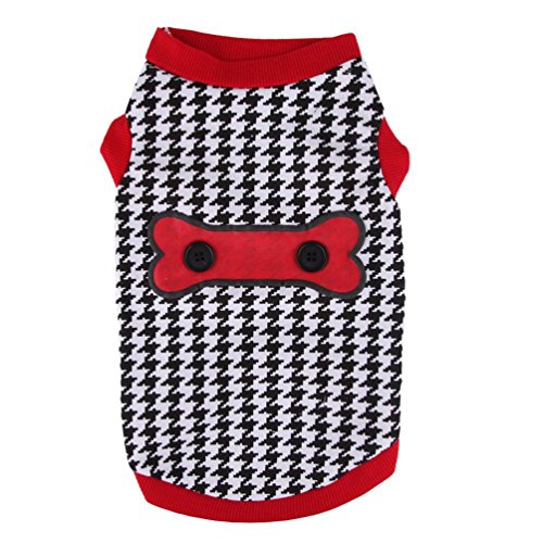 smalllee_lucky_store Chaleco de pata de gallo para mascotas, perro, gato, sin mangas, para cachorro, camisetas de algodón suave, ropa de Chihuahua, estampado de huesos en color negro y blanco S smalllee_lucky_store Chaleco de pata de gallo para mascotas, perro, gato, sin mangas, para cachorro, camisetas de algodón suave, ropa de Chihuahua, estampado de huesos en color negro y blanco S