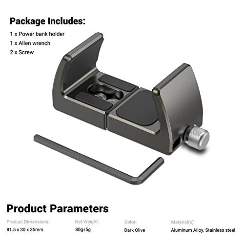 SMALLRIG Aluminio Power Bank Holder, Abrazadera de Montaje de Banco de Energía para Powerbank Portátiles con Rango de Ancho de 53mm a 81mm - 2790 SMALLRIG Aluminio Power Bank Holder, Abrazadera de Montaje de Banco de Energía para Powerbank Portátiles con Rango de Ancho de 53mm a 81mm - 2790