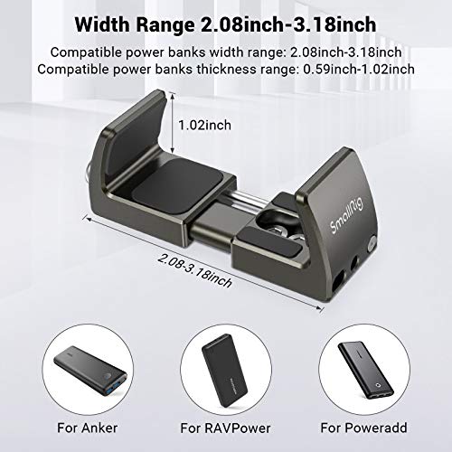 SMALLRIG Aluminio Power Bank Holder, Abrazadera de Montaje de Banco de Energía para Powerbank Portátiles con Rango de Ancho de 53mm a 81mm - 2790 SMALLRIG Aluminio Power Bank Holder, Abrazadera de Montaje de Banco de Energía para Powerbank Portátiles con Rango de Ancho de 53mm a 81mm - 2790