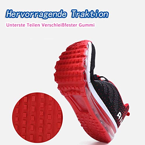 Smarten Zapatillas de Running Hombre Mujer Air Correr Deportes Calzado Verano Comodos Zapatillas Sport Black Red 37 EU