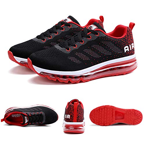 Smarten Zapatillas de Running Hombre Mujer Air Correr Deportes Calzado Verano Comodos Zapatillas Sport Black Red 37 EU