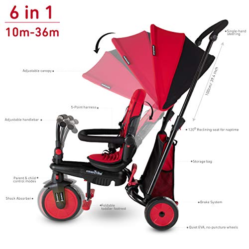 Smartrike STR3 - Triciclo Plegable para niños (1,2,3 años), Color Rojo