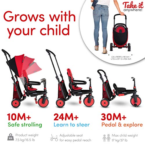 Smartrike STR3 - Triciclo Plegable para niños (1,2,3 años), Color Rojo