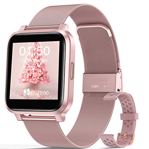 Smartwatch Mujer, Hommie Reloj Inteligente Mujer 1.3” Táctil Completa, Pulsera Actividad Mujer IP68 con 17 Deportes, Pulsómetros, Monitor de Sueño, Seguimiento del Menstrual,Control de Musica y Cámara