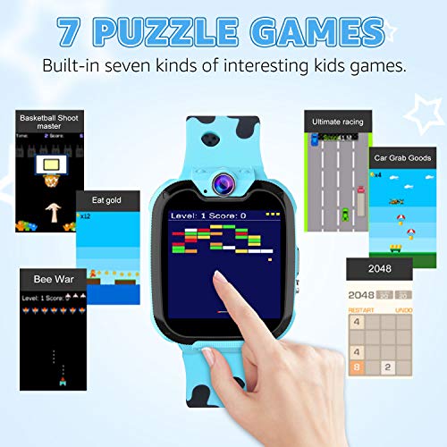 Smartwatch para Niños Game Watch - Juego de Música Reloj Inteligente (Incluye Tarjeta Micro SD de 1GB) con Juegos de Llamada Grabadora de Cámara Reloj Despertador para Niños Niñas (Azul)