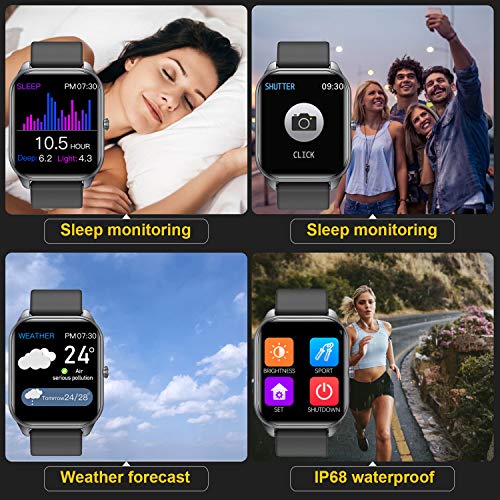 Smartwatch Reloj Inteligente Hombre Mujer Niños Monitor Pulso Cardiaco Pulsera Actividad Reloj Inteligente Cardio Podómetro Bluetooth Reloj Deportivo Rastreadores Cronómetro para Android iOS(negro)