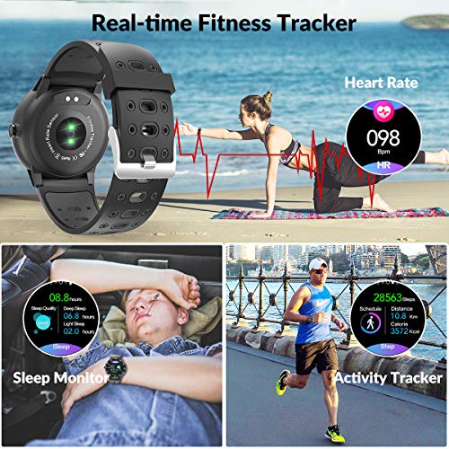 Smartwatch Reloj Inteligente, HopoFit HF06 Pantalla Táctil Completa Circular Impermeable Podómetro Pulsómetros, Monitor de Sueño, Notificación Llamada y Mensaje,para Andriod iOS,Hombres Mujeres(black) Smartwatch Reloj Inteligente, HopoFit HF06 Pantalla Táctil Completa Circular Impermeable Podómetro Pulsómetros, Monitor de Sueño, Notificación Llamada y Mensaje,para Andriod iOS,Hombres Mujeres(black)