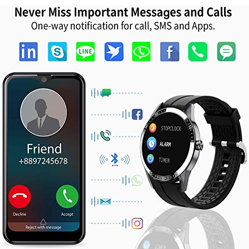 Smartwatch, Reloj Inteligente Mujer Hombre Niños Fitness Tracker, Pulsera de Actividad Inteligente Contador de Caloría Monitoreo Pulsómetros Auriculares Bluetooth Deportivos, para Android iOS (Negro)