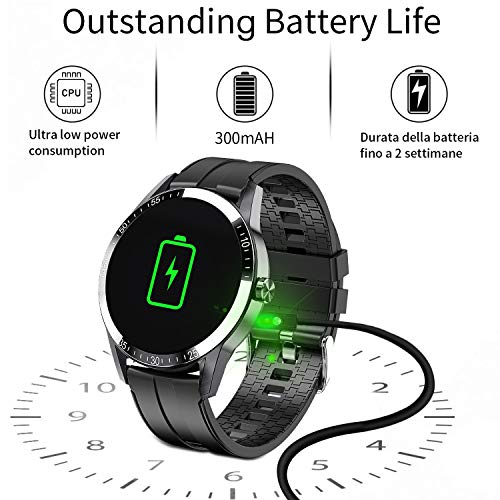 Smartwatch, Reloj Inteligente Mujer Hombre Niños Fitness Tracker, Pulsera de Actividad Inteligente Contador de Caloría Monitoreo Pulsómetros Auriculares Bluetooth Deportivos, para Android iOS (Negro)