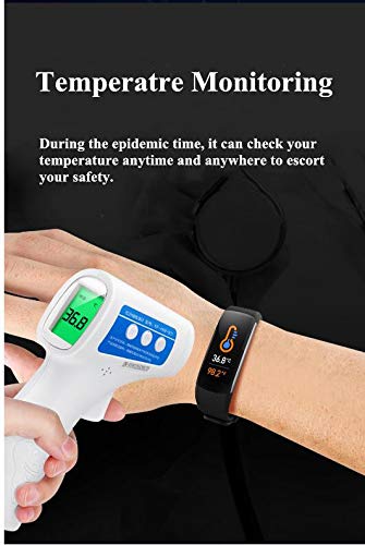 Smartwatch,Pulsera de Actividad,Medida de Temperatura Impermeable IP67 con Monitor de Sueño Contador de Caloría Pulsómetros Podómetro,Notificaciones,Mide calorías, Presión Arterial