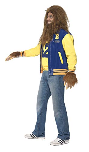 Smiffy'S 35047M Disfraz De Teen Wolf Con Cazadora Camiseta, Guantes, Peluca Y Barba, Azul, M - Tamaño 38"-40"