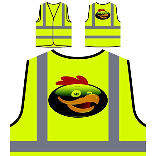 Smile Rooster Face Novedad Funny Vintage Art Chaqueta de seguridad amarillo personalizado de alta visibilidad a296v