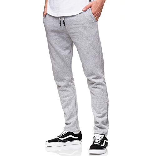 Smith & Solo - Pantalones de chándal para hombre, modernos, de algodón y de corte estrecho, para hacer deporte, para entrenar o para el tiempo libre Gris/recto. XXXL