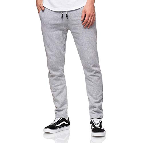 Smith & Solo - Pantalones de chándal para hombre, modernos, de algodón y de corte estrecho, para hacer deporte, para entrenar o para el tiempo libre Gris/recto. XXXL